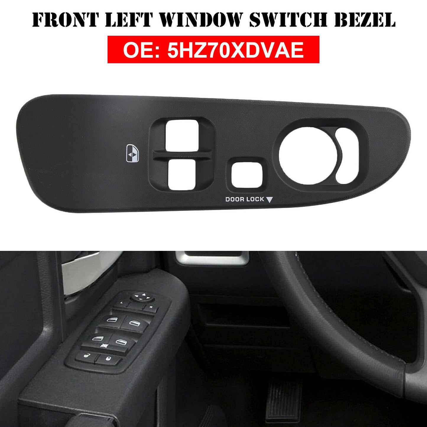 ya 1 8.5.1 Front Left Window Switch Bezel for Dodge for Ram 1500 2005-2009 5HZ70XDVAE