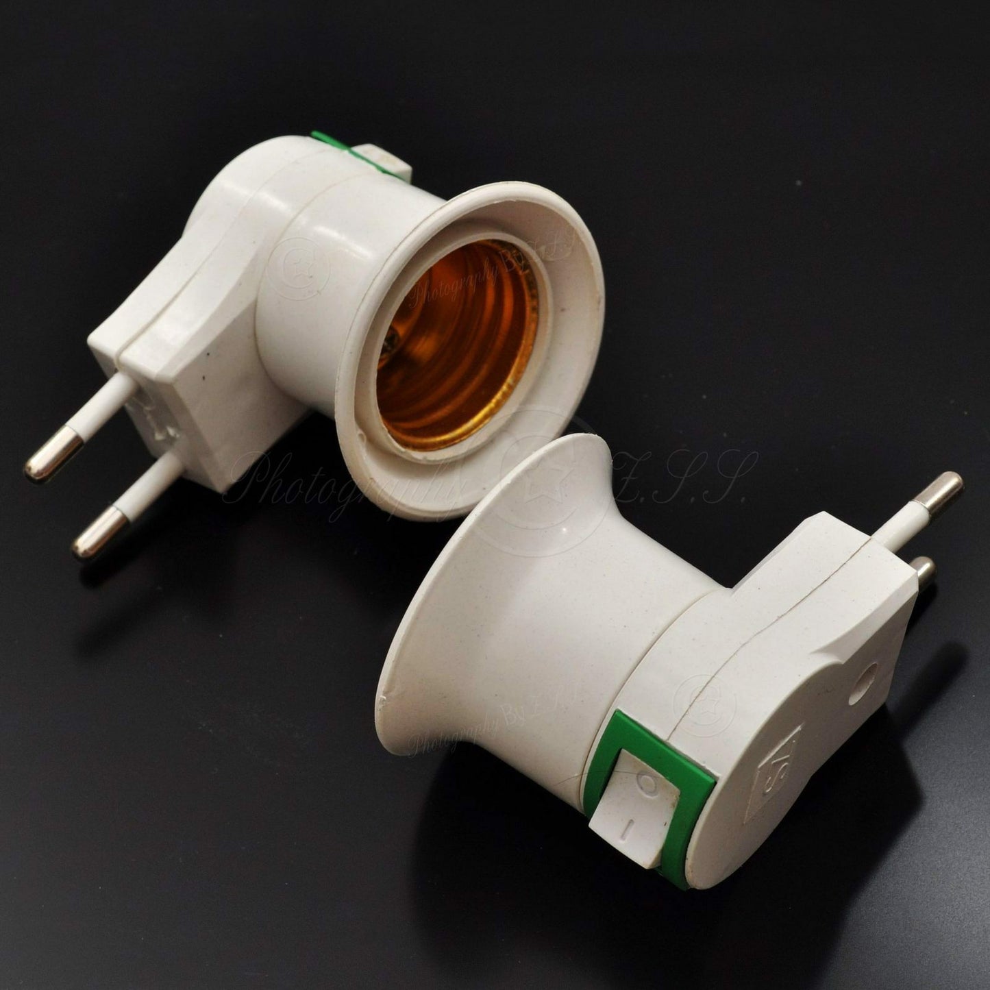 ya 14 2x EU E27 Screw Socket Plug With Switch Bulb Bed Lamp Base Holder Plug Adapter