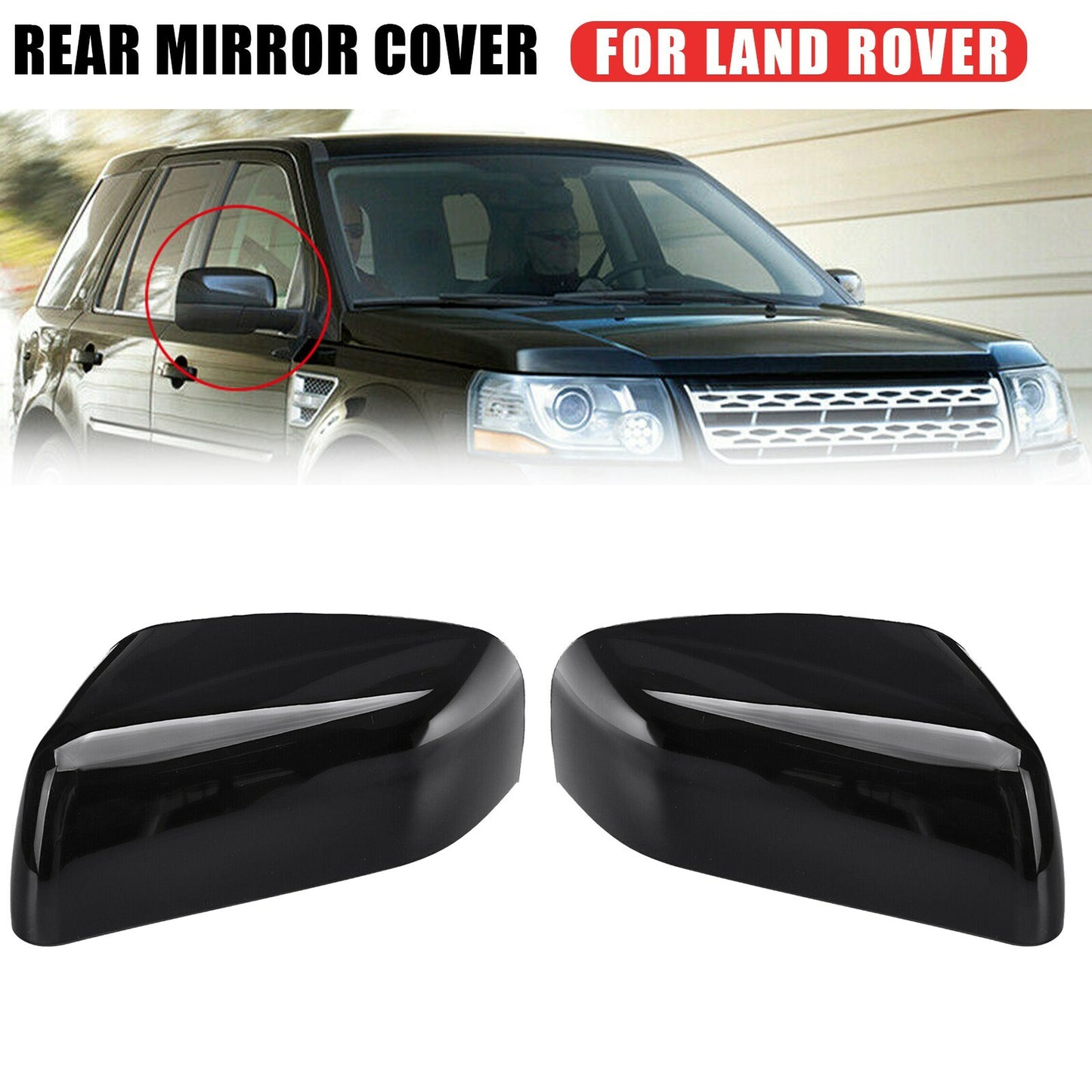 ya 1 8.5.1 2Pcs Left & Right Side Mirror Cover Cap fit for Land Rover LR2 LR4 2010-2014 AT