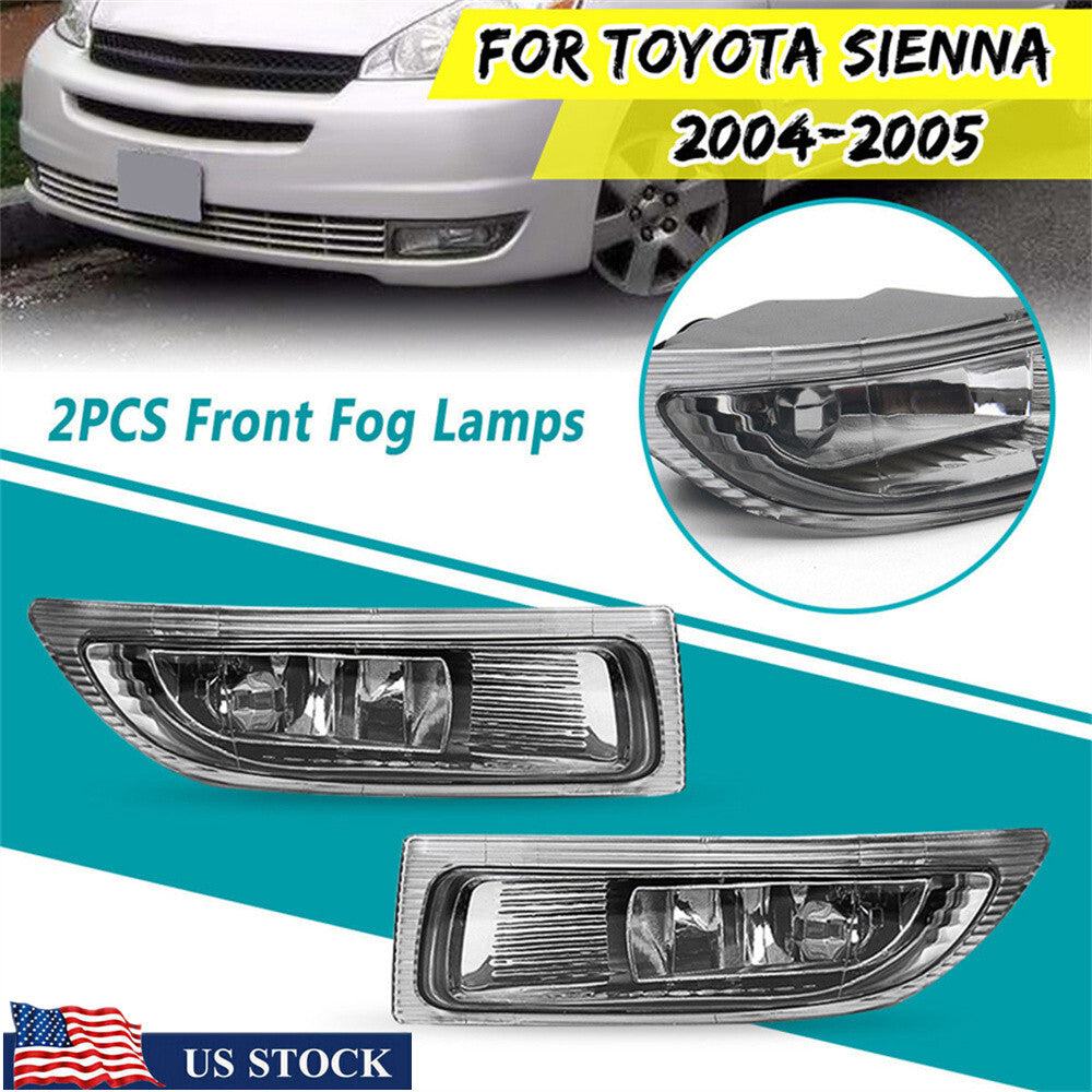 ya 13 5.27.2 Car Front Fog Driving Lamp Light Clear Lens Left+Right for Toyota for Sienna 2004-05