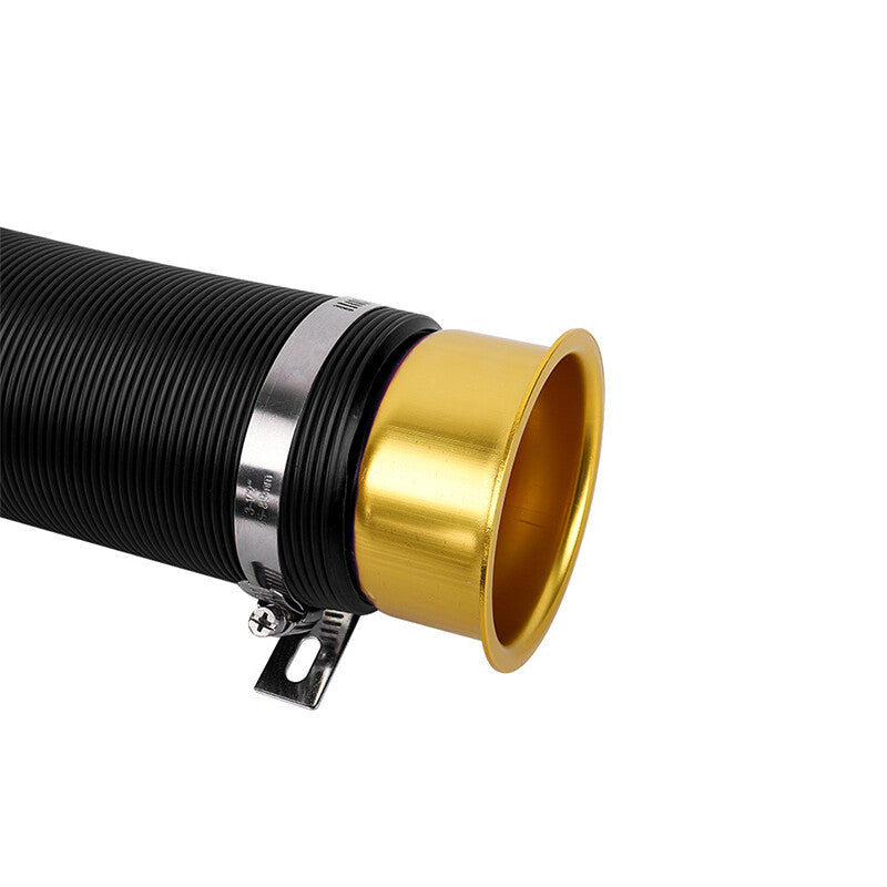 ya 5 8.7 3 Inch 76mm Flexible Car Cold Air Intake Hose Filter Tube Telescopic Tube Gold