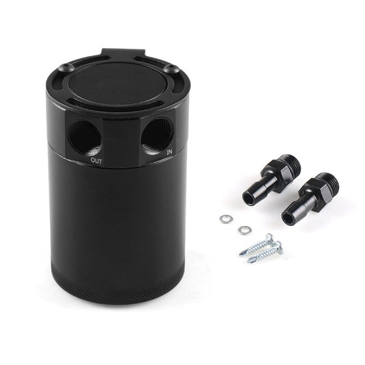 ya 1 8.5.2 Universal Oil Catch Can Baffled 2 Port Oil Catch Tank Kit Air Oil Separator 