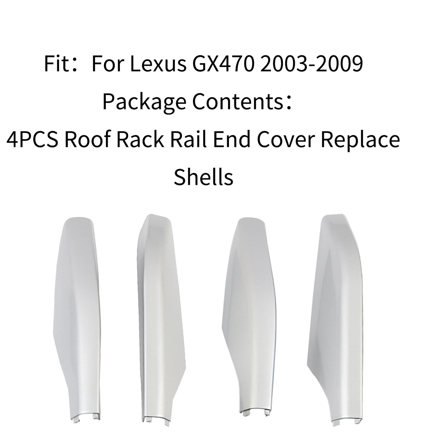 ya 5 8.7 4 Pack Silver Roof Rack Rail End Cap Replacement Shell for Lexus GX470 2003 - 2009