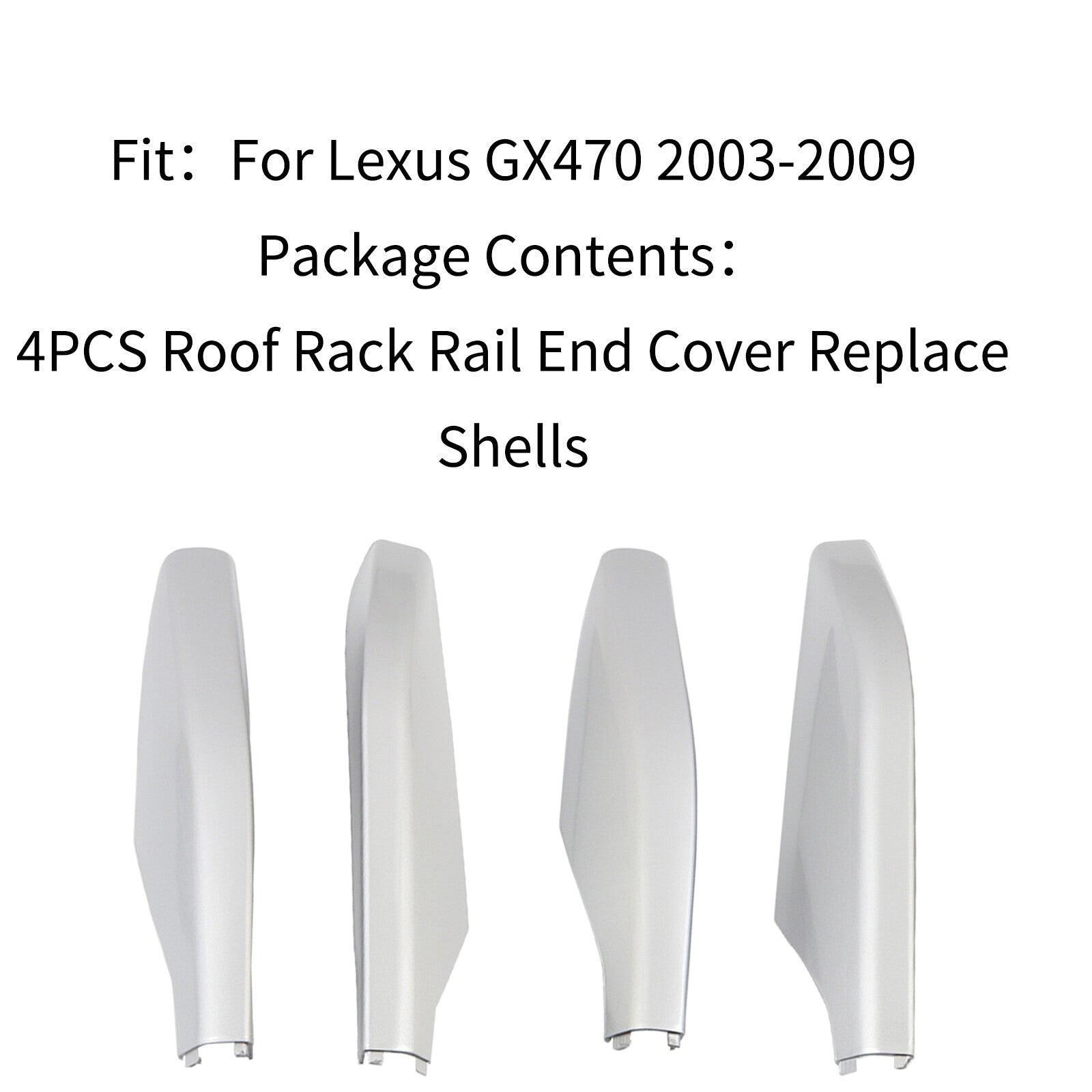 ya 5 8.7 4 Pack Silver Roof Rack Rail End Cap Replacement Shell for Lexus GX470 2003 - 2009
