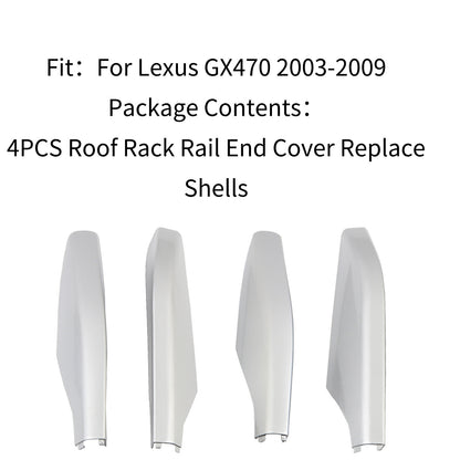 ya 5 8.7 4 Pack Silver Roof Rack Rail End Cap Replacement Shell for Lexus GX470 2003 - 2009