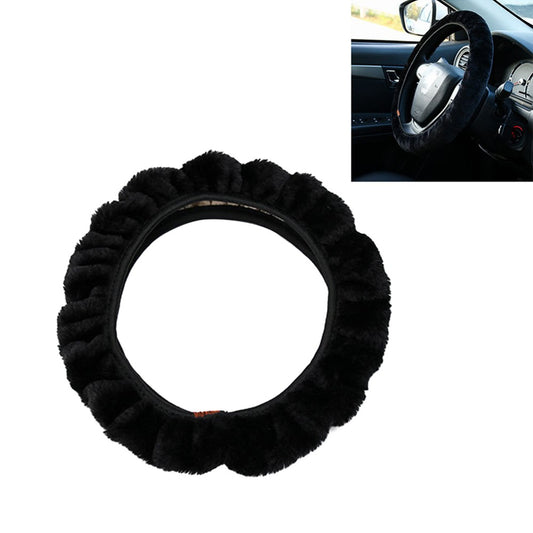 ya 1 7.3 Plush Stretch-on Vehicle Steering Wheel Cover Classic Comfy Black Car Wheel