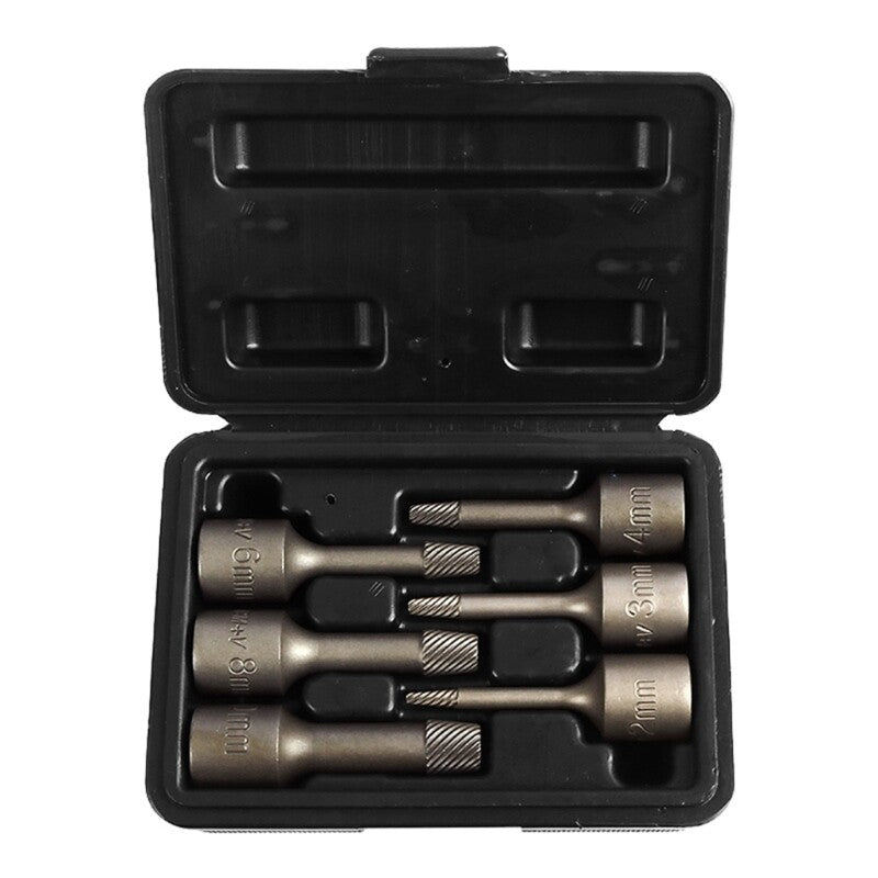 ya 25 6Pcs 3/8 Broken Head Screw Extractor Broken Screw Removal Tool Repair with Case