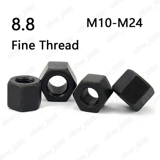 Fine Thread Black 8.8 Steel Hexagon Thick Nuts M10 M12 M14 M16 M18 M20 M22 M24