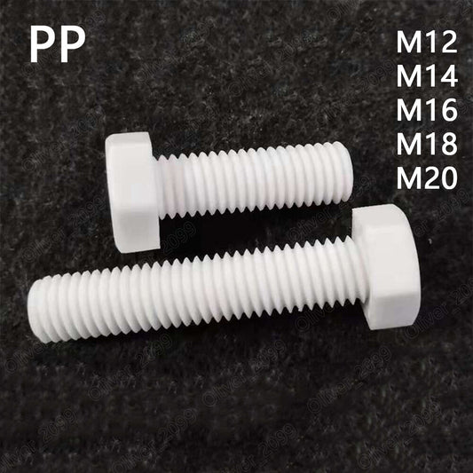 PP Polypropylene Plastic Hexagon Head Screws Cap Head Bolts M12 M14 M16 M18 M20