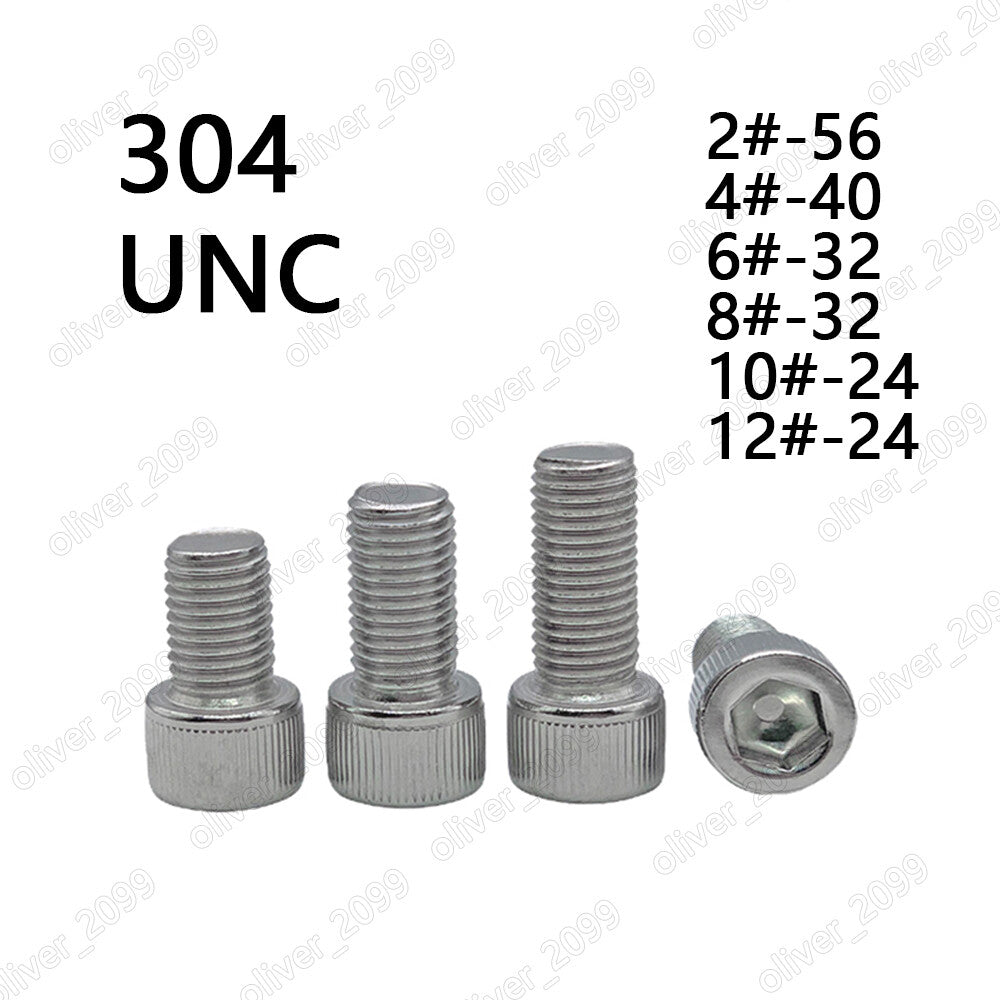 304 Stainless Steel DIN912 Hex Socket Bolts Cap Head Screws 2# 4# 6# 8# 10# 12#