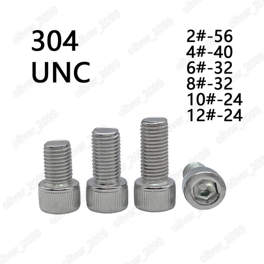 304 Stainless Steel DIN912 Hex Socket Bolts Cap Head Screws 2# 4# 6# 8# 10# 12#