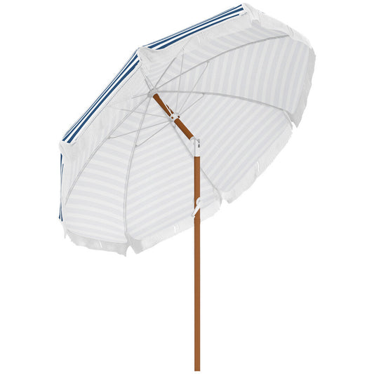 ya 28 7x7 ft Outdoor Patio Umbrella Market Table Parasol, Blue Strip w/Tilt & Vent