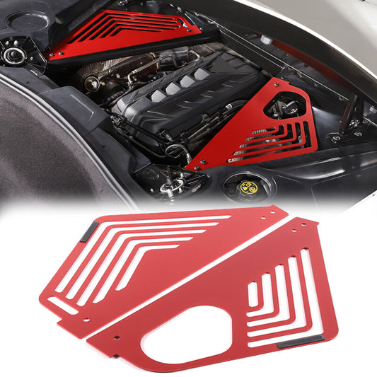 ya 1 7.3 2 Pack Red Aluminum Engine Bracket Panel Engine Cover Fits for Corvette C8 2020-2023