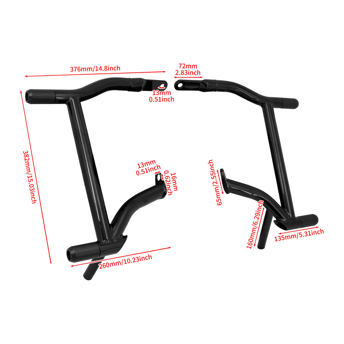 ya 5 8.7 1.25 Engine Guard & Saddlebag Crash Bar for Harley Touring Electra Glide 14-23