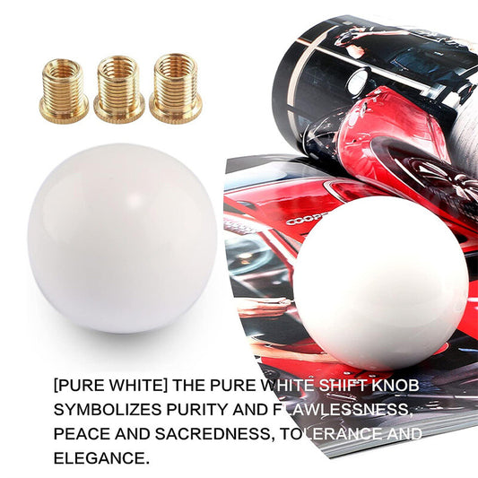 ya 11 6.5 Acrylic Glossy White Round Ball Shift Knife Manual Transmission Head with 3 Adapters 