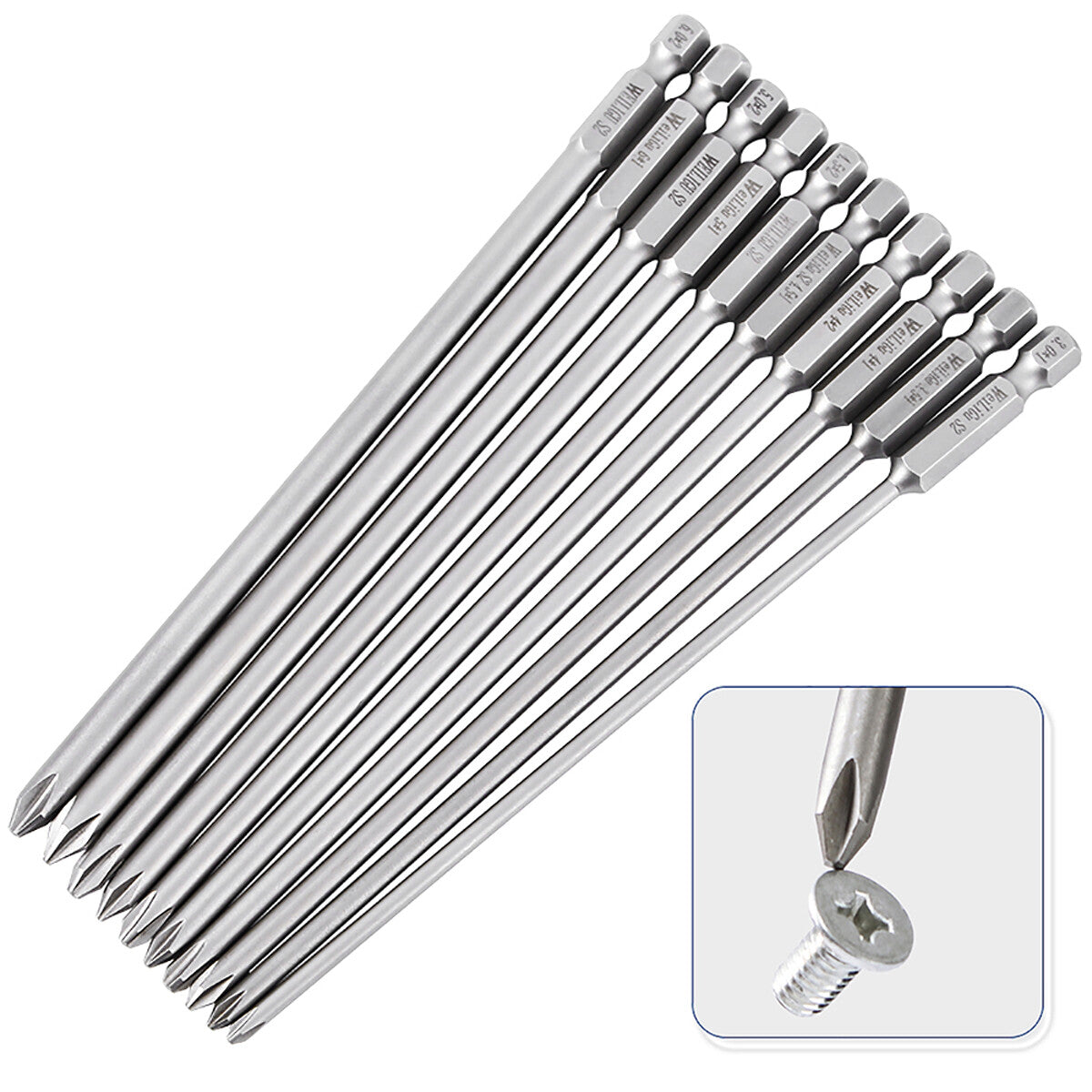 1/4'' Magnetic Hex Shank Cross Phillips Head Screwdriver Drill Bits 50mm-200mm
