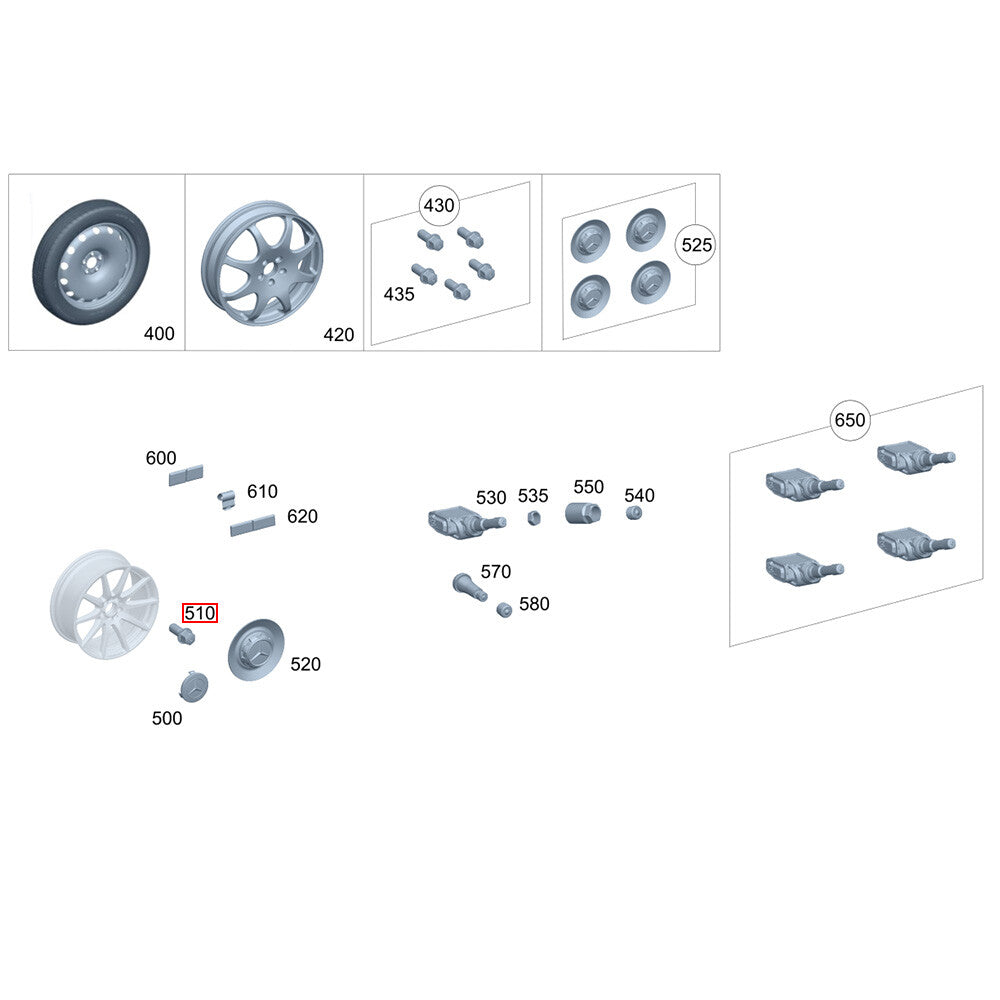 ya 5 8.7 Wheel lug bolt and nut 5-piece set suitable for Mercedes-benz ML350 S500 GLK350 S550 CL500 GL450