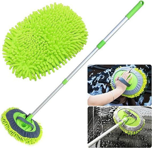 ya 1 7.9 Microfiber Car Wash Brush Mop Kit W/stretchable Long Handle Car Cleaning Green