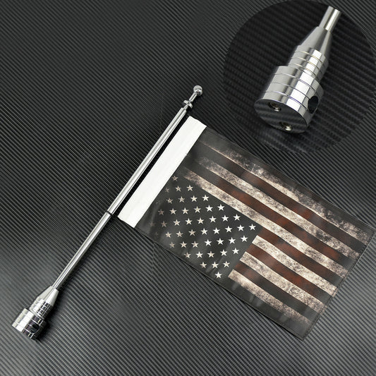 ya 1 7.3 Retro America Flag Rear Side Mount Luggage Rack Chrome Flag Pole Fit for Harley