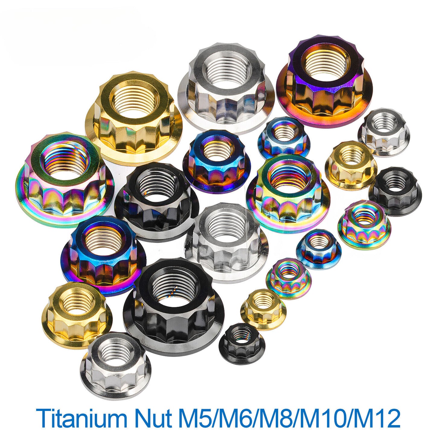 Titanium Flange Nuts M5 M6 M8 M10 M12 External 12-Point Nut for Bike Motorcycle