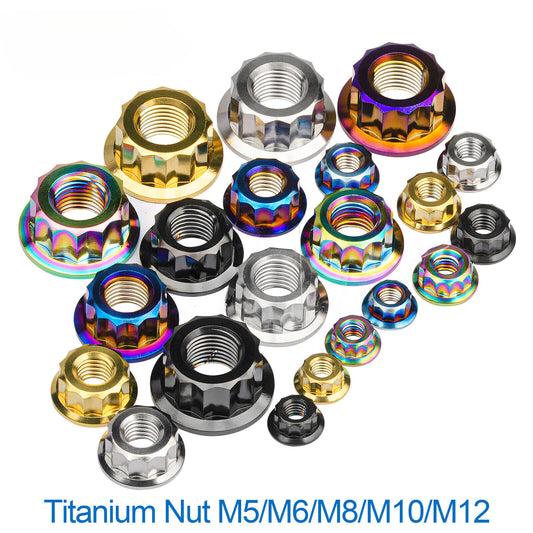 Titanium Flange Nuts M5 M6 M8 M10 M12 External 12-Point Nut for Bike Motorcycle