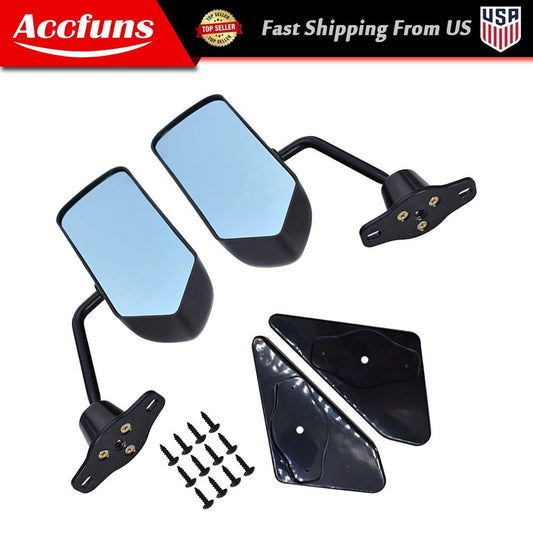 ya 10 10.28 2-Piece Universal F1 Style Racing Rearview Mirror Side Wing Glass Black n