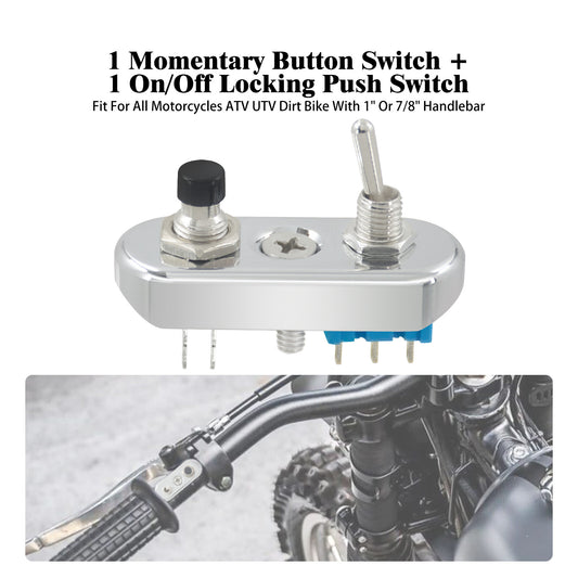 ya 1 7.4 Chrome for Mini Control Toggle Push Switch ON/OFF Button For Universal 1 Handlebar