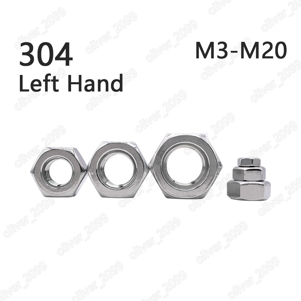 304 Stainless Steel DIN934 Hexagon Nuts Hex Nut Left Hand Thread M3 M4 M5 M6 M20