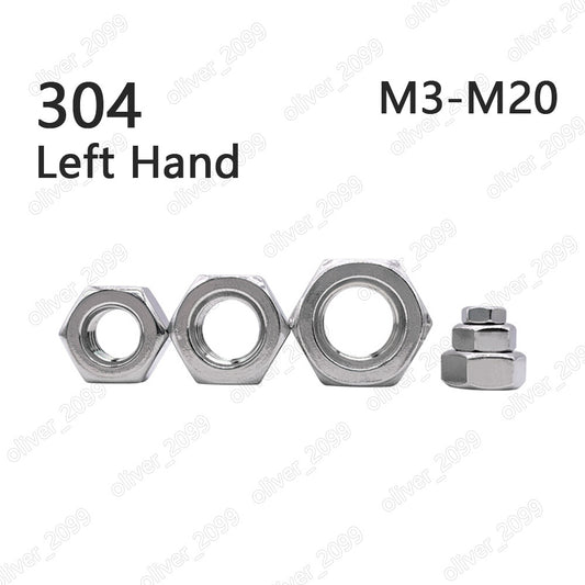304 Stainless Steel DIN934 Hexagon Nuts Hex Nut Left Hand Thread M3 M4 M5 M6 M20