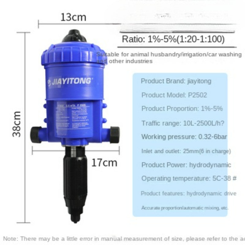ya 25 P2505 Water Powered Dosing Pump Mix Chemical Injector Proportioning Fertilizer
