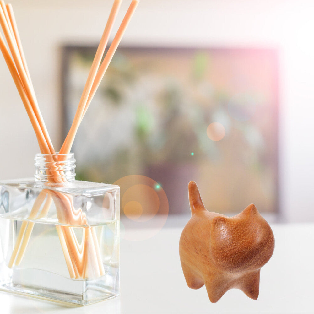 ya 14 Wood Cat Statue Small Hand Carved Kitten Figurine Cute Animal Sculpture Decor