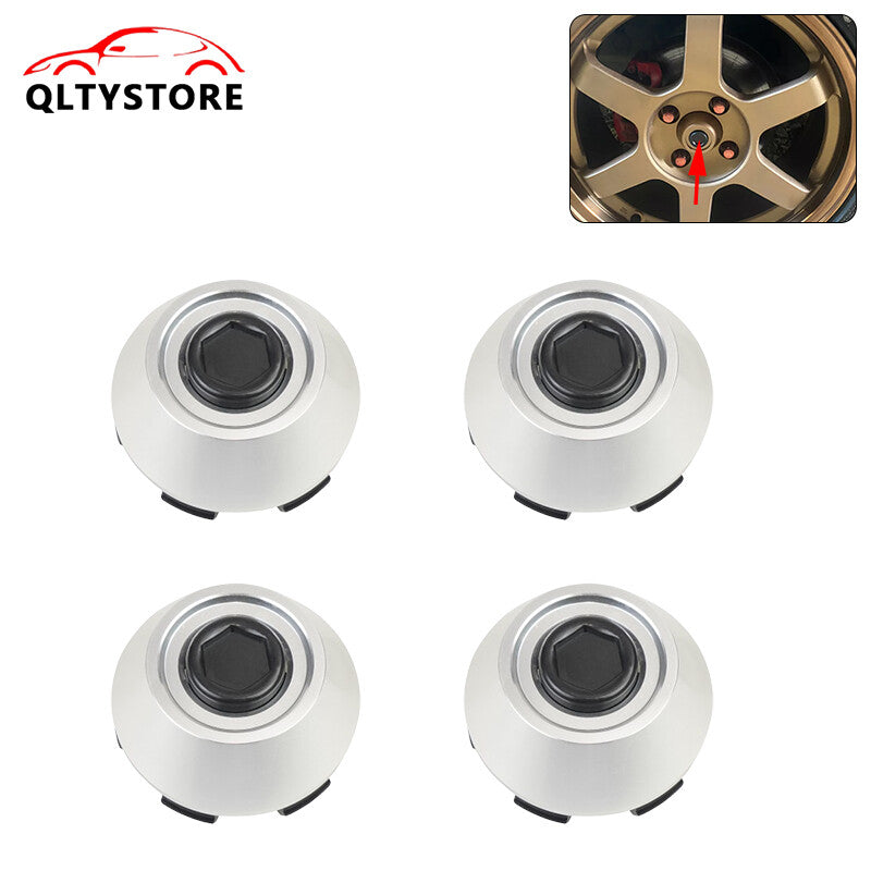 ya 1 7.4 4Pc 61mm Wheel Hub Center Cap Cover Hubcaps Rim Car Hubcap Silver Racing B-Type