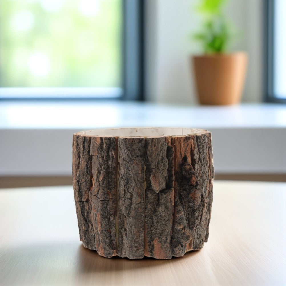 ya 14 Wood Bark Flower Pot Rustic Succulent Planter Farmhouse Flower Bucket Wood Log