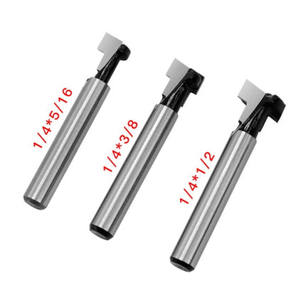 ya 26 3pcs 1/4 Inch 6mm Shank for T Slot Router Bit for Key Hole Bits Milling