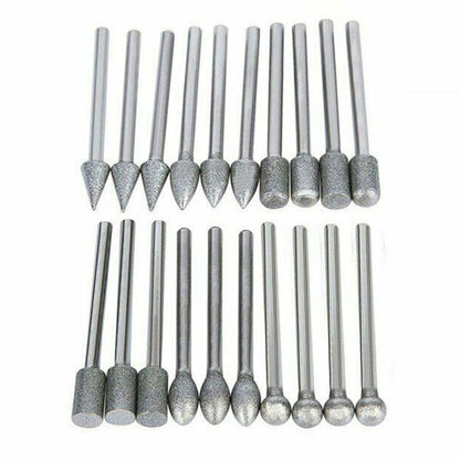 ya 17 Burr Drill Bits Engraving Glass Grinding Polishing Rotary tools 20pcs Ceramics