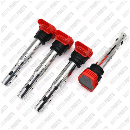 ya 5 8.7 4 ignition coils red compatible with for Audi S4 S5 A6 S6 A7 Q7 3.0T 4.2 5.2