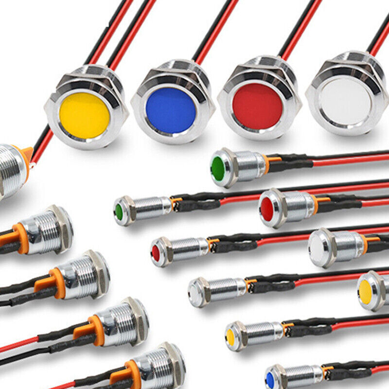 8mm 12mm 16mm 19mm 22mm Metal LED Signal Warning Light Lamp Waterproof 5 Colors