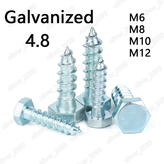 Galvanized 4.8 Steel Hexagon Head Wood Screws DIN571 M6 M8 M10 M12