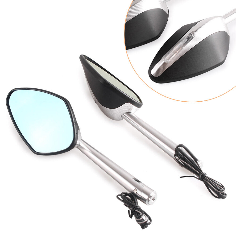 ya 4 6.21 2x Motorcycle Side Rearview Mirror w/ Signal for Ducati for Suzuki Aprilia for Kawasaki