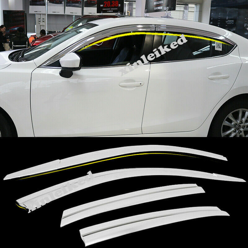 ya 4 6.17 for Mazda 3 Axela Sedan 2014-2018 Plating Side Window Visor Rain Deflector Guard