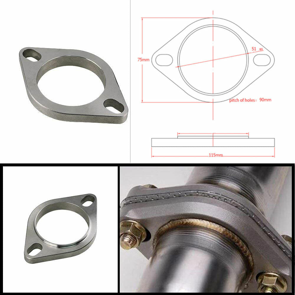 ya 1 6.30 2PCS 2'' 2inch Flange Pipe Header Slotted Bolt Hole Universal W / Gasket