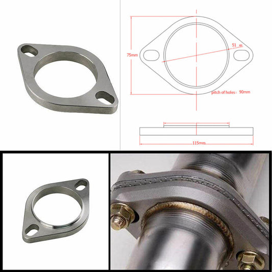 ya 1 6.30 2PCS 2'' 2inch Flange Pipe Header Slotted Bolt Hole Universal W / Gasket
