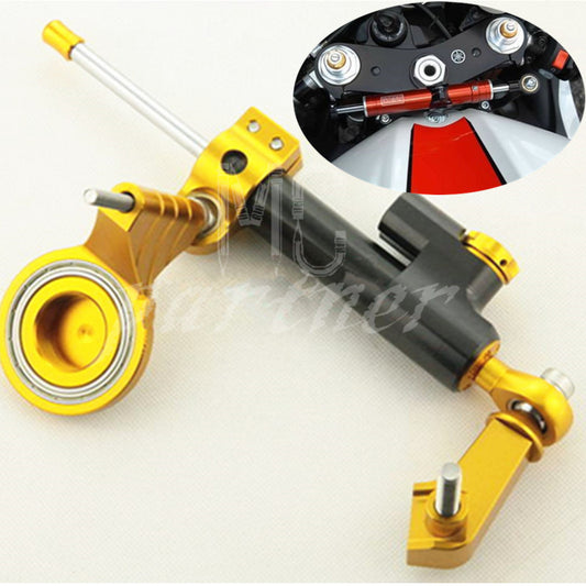 ya 1 7.13 Gold CNC Steering Damper Stabilizer Bracket Kit for Yamaha YZF R6 2006-2011