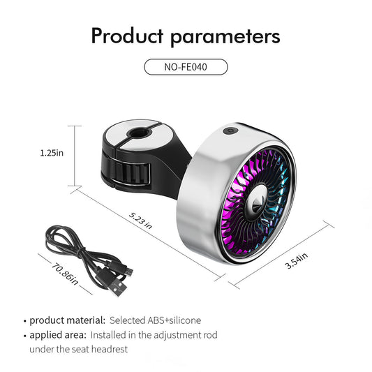 ya 12 5.22.2 1* Cooling Car Fan Rear for SEAT Headrest Window Fan USB Plug for Car Black and White