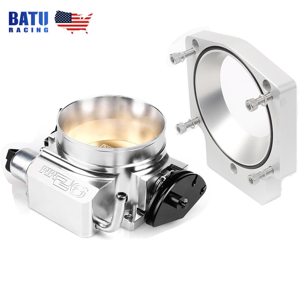 ya 27 7.20 Silver 92mm Throttle Body+TPS IAC Adapter Plate for Chevy GM III LSX LS LS1 LS2