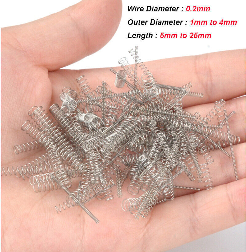 10Pcs Miniature Compression Pressure Springs Stainless Steel A2 Wire Dia 0.2mm