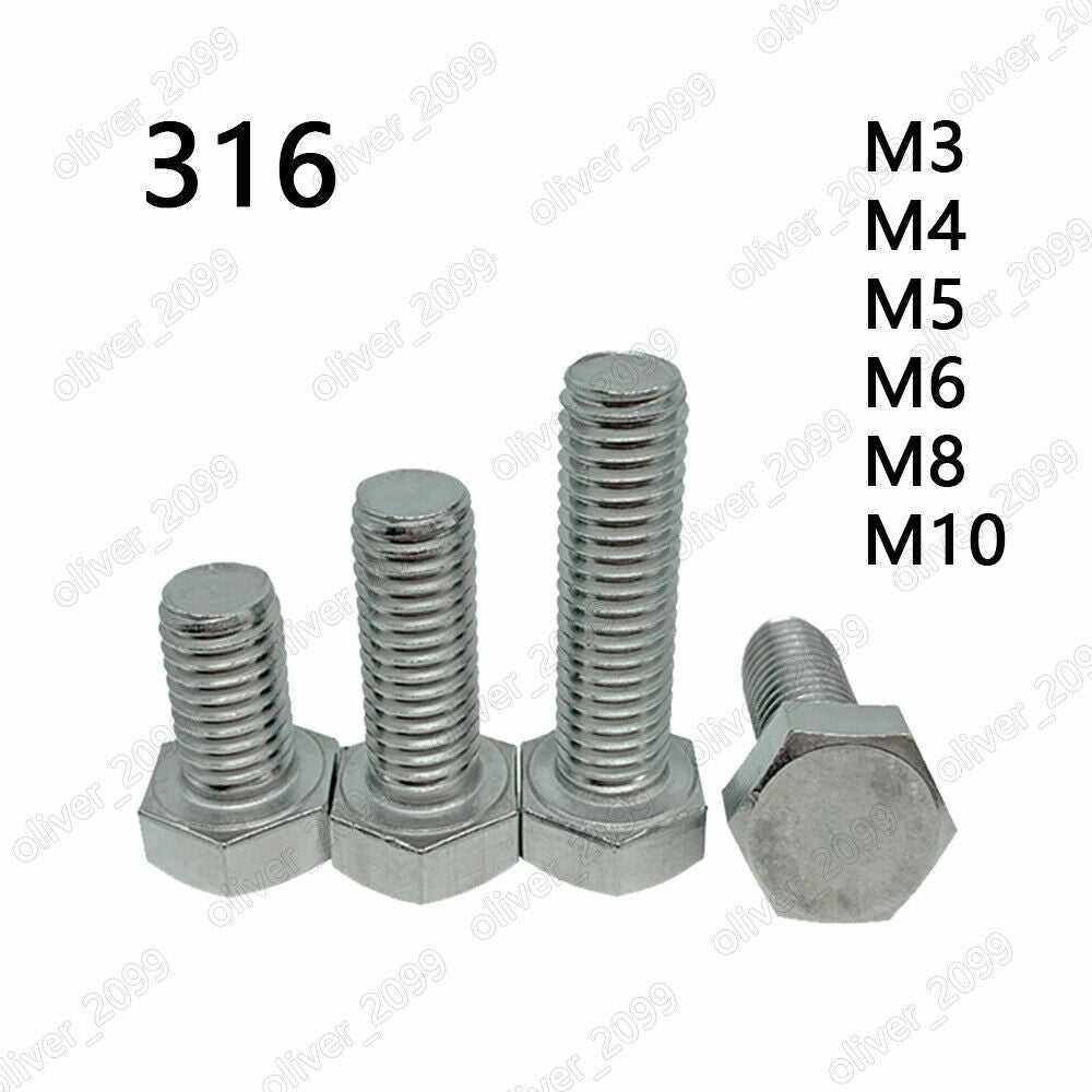 M3 M4 M5 M6 M8 M10 316 Stainless Steel Hexagon Bolts Hex Head Cap Screws DIN933