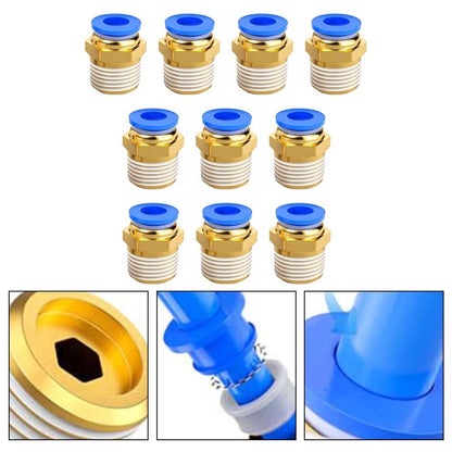 ya 14 Reliable and High Pressure Blue Straight Push to Connect Fitting 10PCS Set