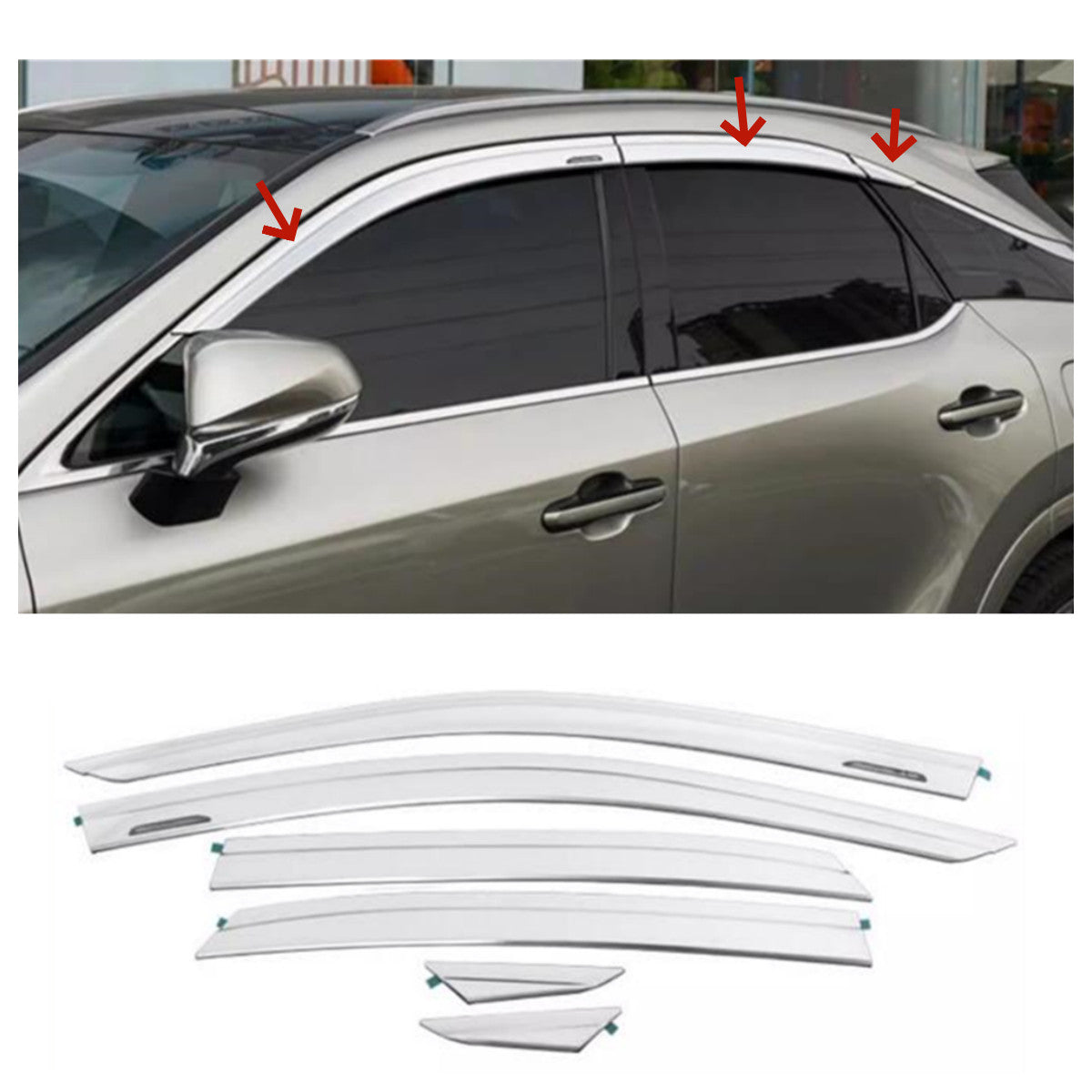 ya 4 6.17 Chrome Window Sun Visor Sun Visor Rain Deflector For 2023 - 2024 for Lexus RX