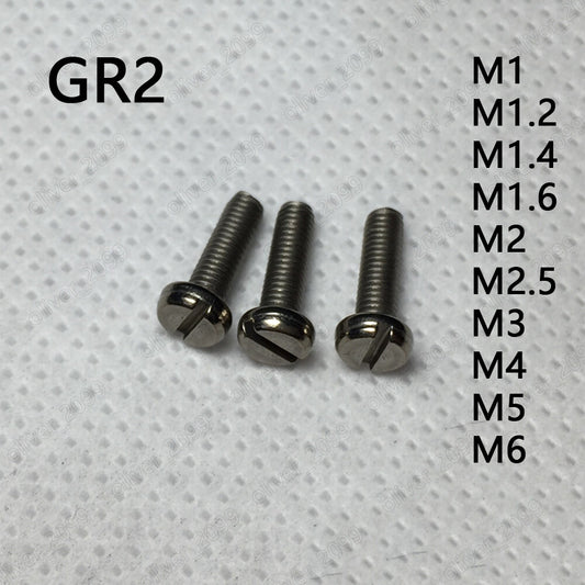 Titanium Slotted Cheese Head Screws DIN84 M1 M1.2 M1.4 M1.6 M2 M2.5 M3 M4 M5 M6